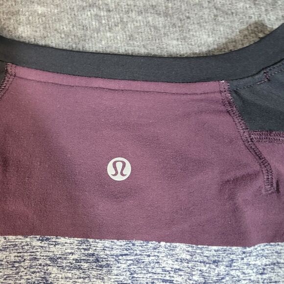 Lululemon Surge Warm Crew Mens Size L Bold Stripe Black Cherry Heathered Navy - Picture 6 of 10